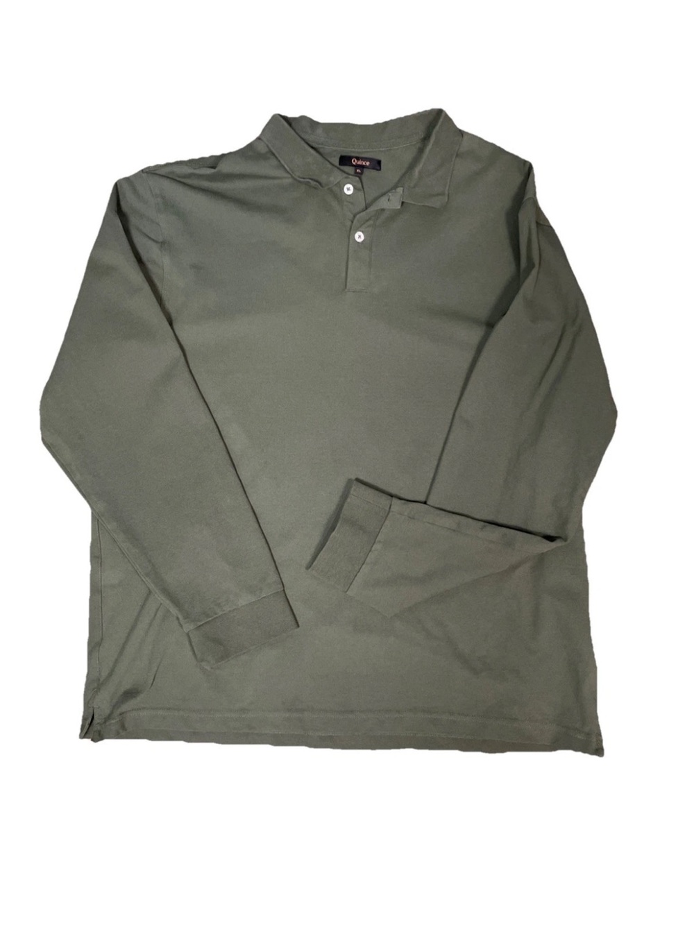 Quince Organic Cotton Long Sleeve Pique Polo Loden Green Mens Size XL LB125392